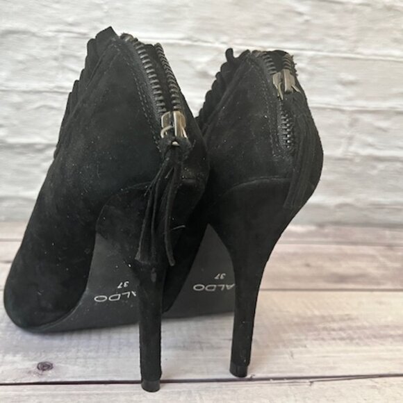 ALDO - Black Suede High Heel Booties - size US 7 - Picture 3 of 7